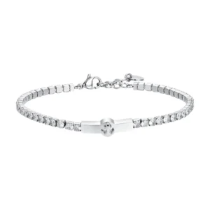 Bracciale Tennis con Cristalli Bianchi in Acciaio con Ancora Uomo Luca Barra BA1810