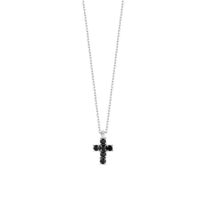 Collana in Acciaio con Croce con Cristalli Neri Uomo Luca Barra CA539