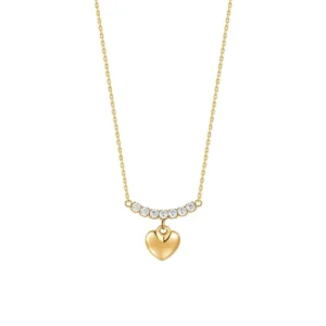 Collana in Acciaio Dorato con Cuore e Cristalli Bianchi Donna Luca Barra CK2215