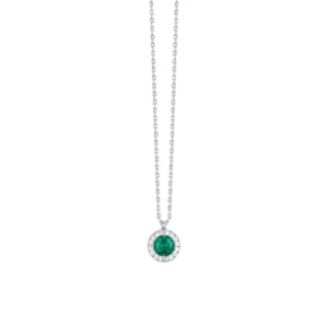 Collana in Acciaio con Cristallo Verde Centrale e Cristalli Bianchi Donna Luca Barra CK2227