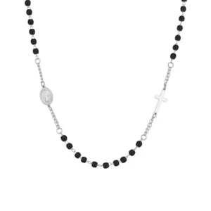 Collana Rosario in Acciaio e Pietre Nere Luca Barra CL346