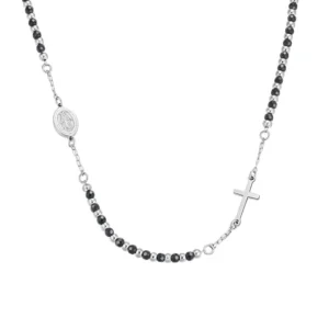 Collana Rosario in Acciaio e Pietre Nere Luca Barra CL362