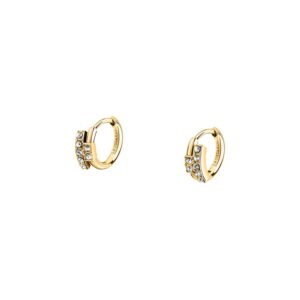 Orecchini Cerchietto in Acciaio Dorato con Cristalli Bianchi Trussardi Donna TJAXC87