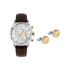 Set Orologio in Pelle e Gemelli in Acciaio Uomo Philip Watch R8271908011