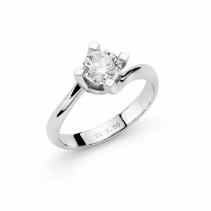 Anello Solitario a Valentino in Oro Bianco con Diamanti 1.00 ct Certificato HRD ANTWERP Miluna LID5180-100F7