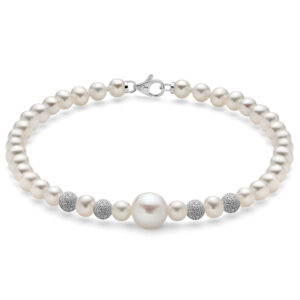 Bracciale di Perle 4 - 4,5 con 1 Perla Centrale 7,5 - 8 mm Miluna PBR1409V