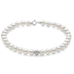 Bracciale di Perle 5,5 - 6 mm con Sfera Sfaccettata Centrale Miluna PBR3776