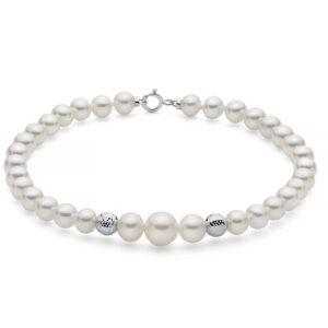 Bracciale di Perle 6 - 7,5 mm con 2 Sfere Sfaccettate Miluna PBR3780
