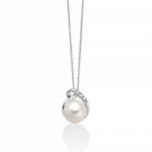 Collana con Perla 7,5 - 8 mm e Diamanti Miluna PCL6425