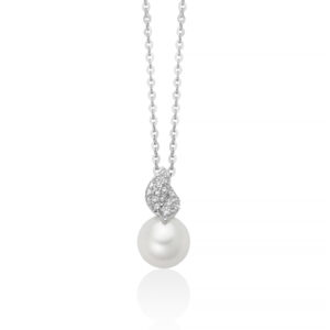 Collana con Topazi Bianchi e Perla 8 - 8,5 mm in Argento Miluna PCL6865