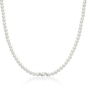 Collana di Perle 4,5 - 5,5 mm e Topazi Bianchi Miluna PCL6892