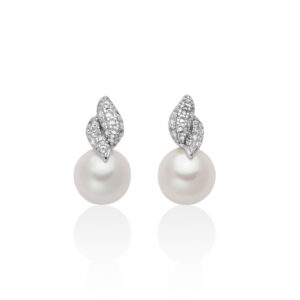 Orecchini con Topazi Bianchi e Perle 7 - 7,5 mm in Argento Miluna PER2928