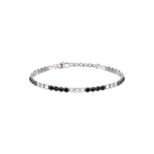 Bracciale Tennis in Acciaio con Cristalli Neri e Bianchi Sector SANN55